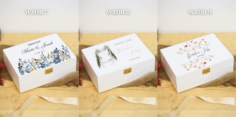 Biała szkatułka ślubna z przegródkami