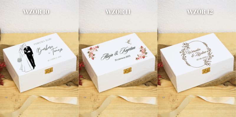 Biała szkatułka ślubna z przegródkami