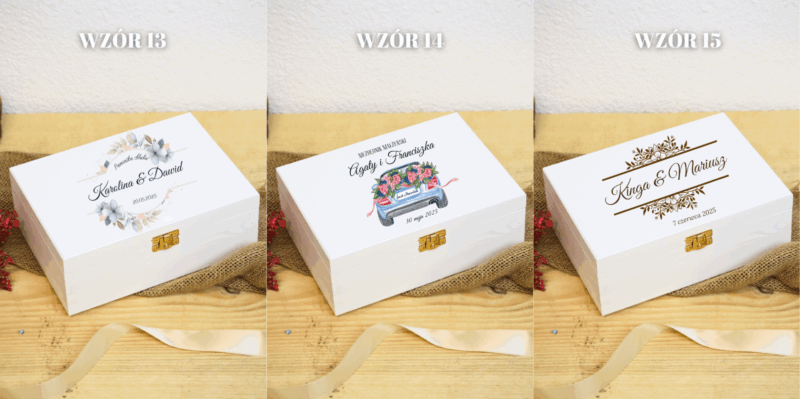 Biała szkatułka ślubna z przegródkami