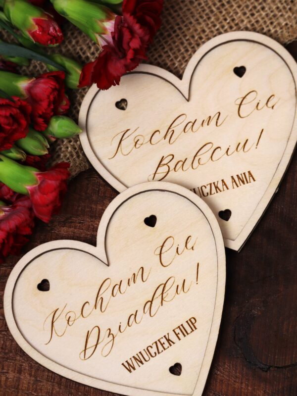 Magnes w formie serca dla Dziadków