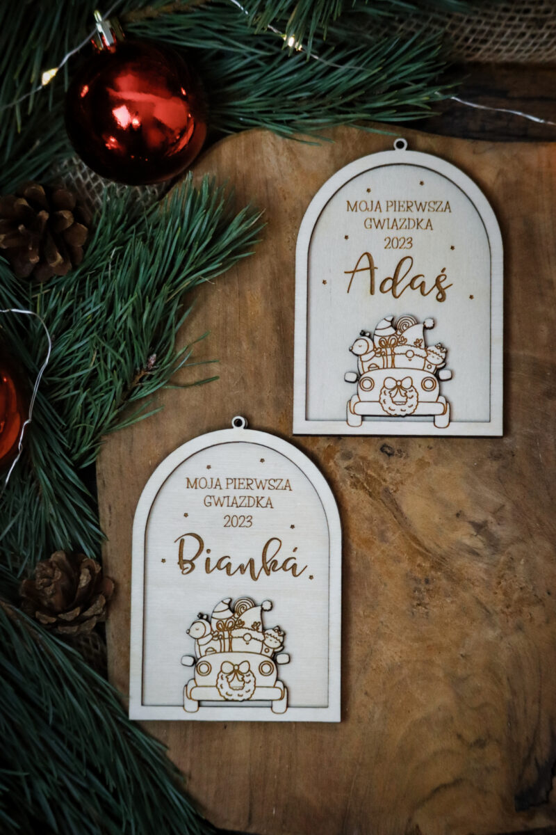 Bombka klosz z autkiem "Moja pierwsza gwiazdka"