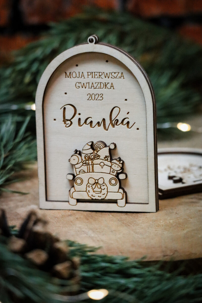 Bombka klosz z autkiem "Moja pierwsza gwiazdka"