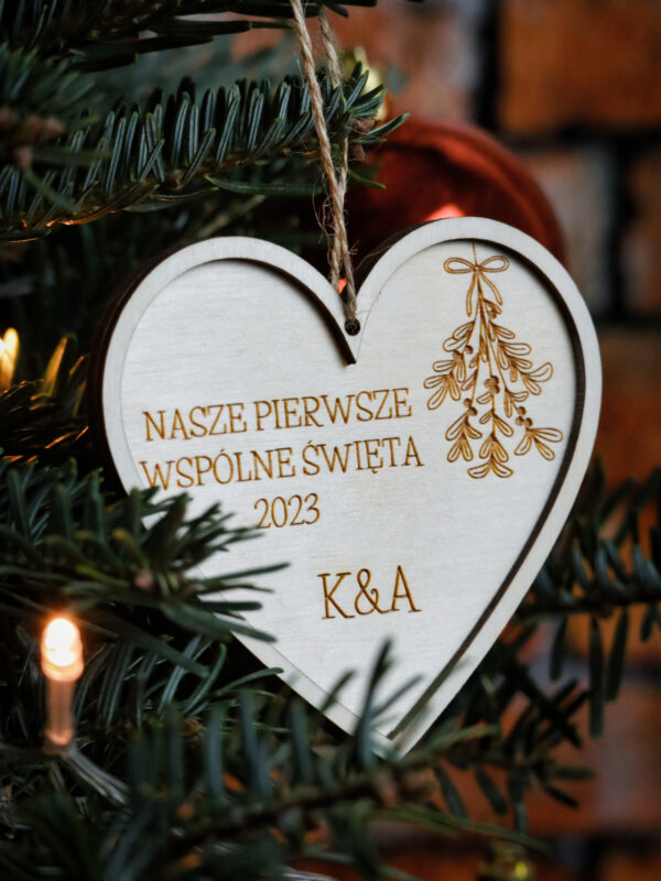 Bombka serce "Nasze pierwsze wspólne Święta"