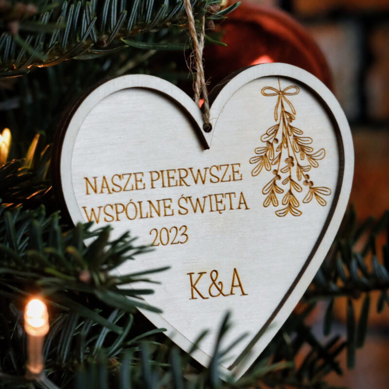 Bombka serce "Nasze pierwsze wspólne Święta"