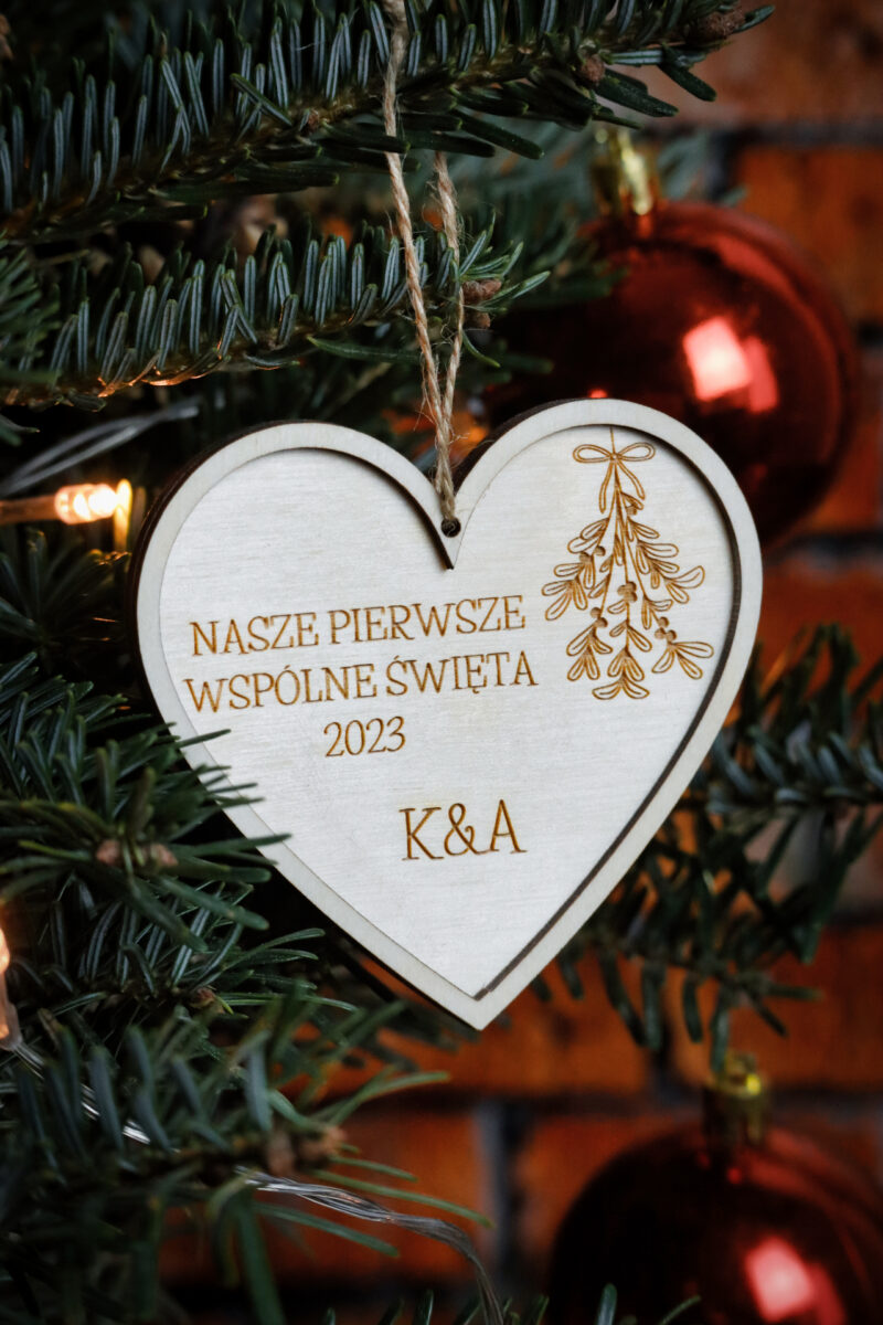 Bombka serce "Nasze pierwsze wspólne Święta"