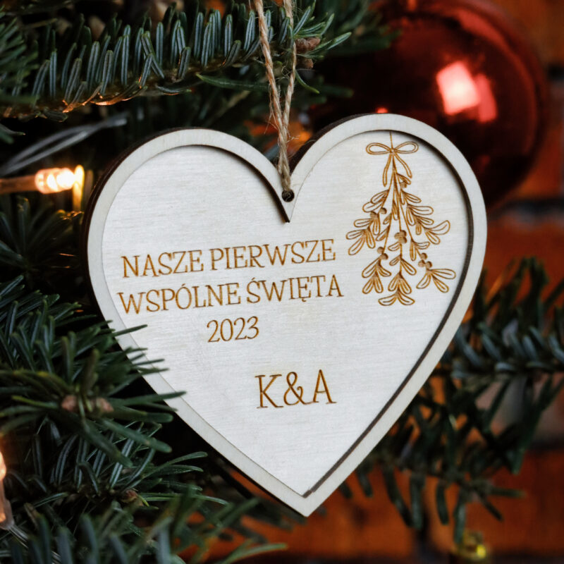 Bombka serce "Nasze pierwsze wspólne Święta"