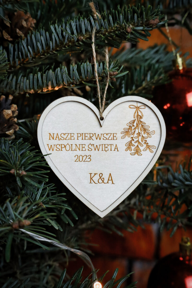 Bombka serce "Nasze pierwsze wspólne Święta"