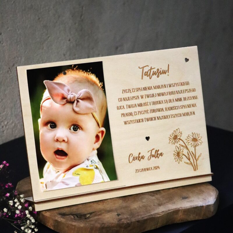 Drewniana ramka z życzeniami dla Taty