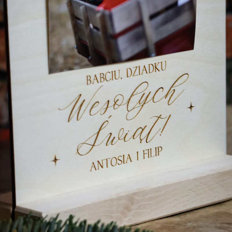 Półokrągła świąteczna ramka na zdjęcie z podstawką