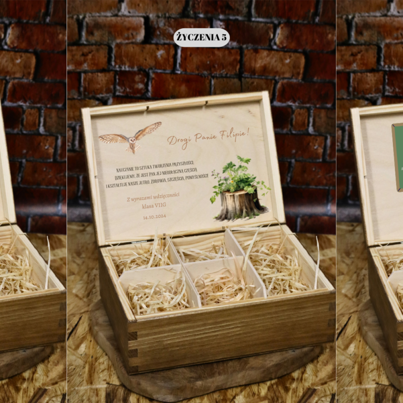 Bejcowana szkatułka z przegródkami dla nauczyciela