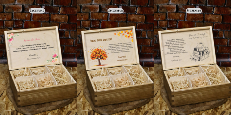 Bejcowana szkatułka z przegródkami dla nauczyciela