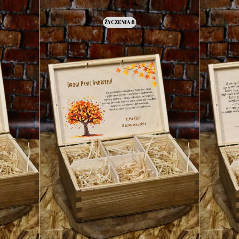 Bejcowana szkatułka z przegródkami dla nauczyciela