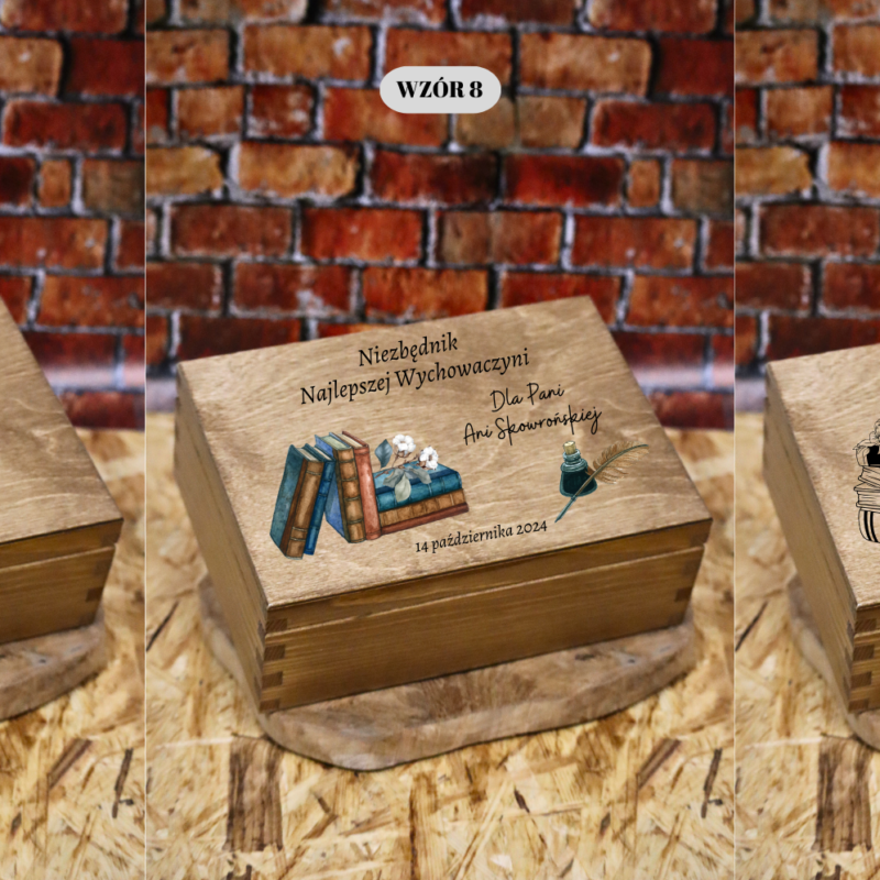 Bejcowana szkatułka z przegródkami dla nauczyciela