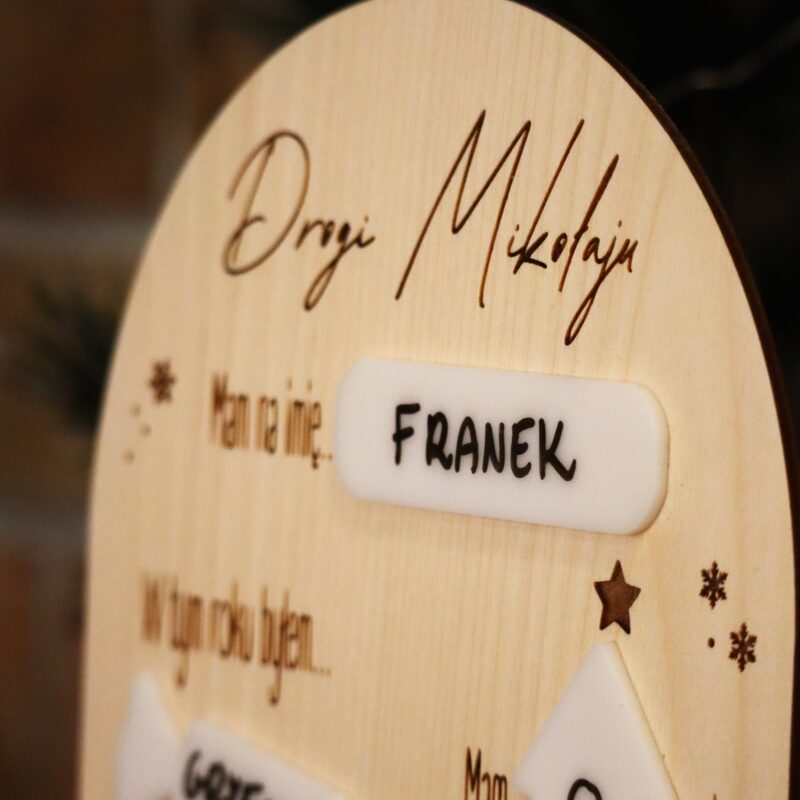 List do Świętego Mikołaja w formie tabliczki do uzupełniania