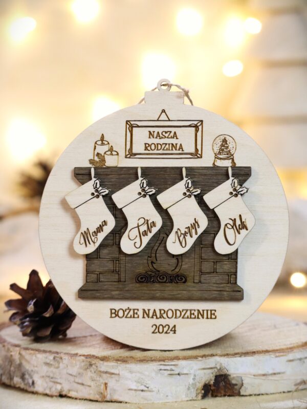 Bombka rodzinna Kominek świąteczny