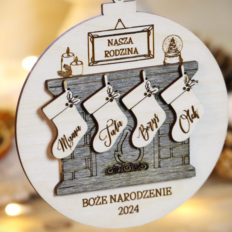 Bombka rodzinna Kominek świąteczny