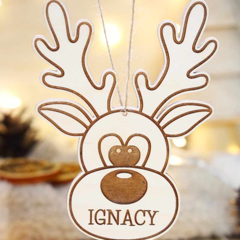 Duża bombka z imieniem Renifer