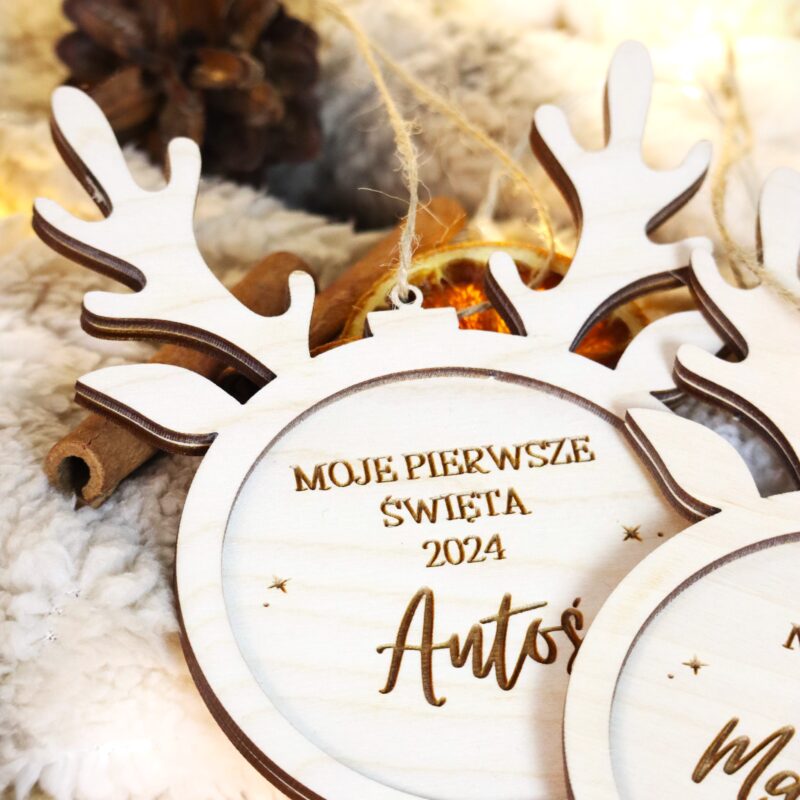 Duża bombka z uszami renifera