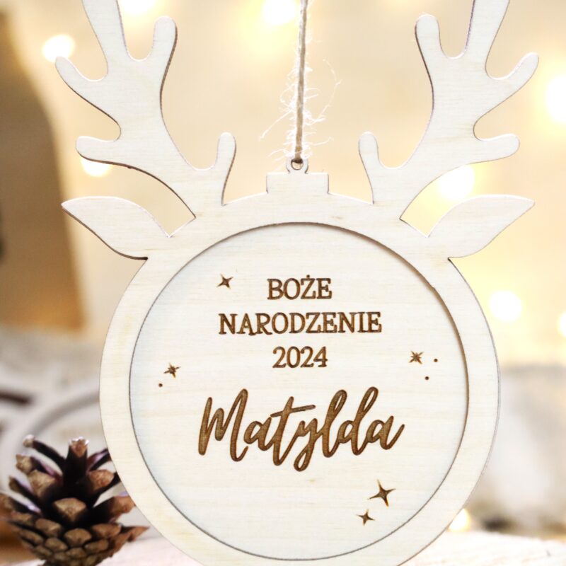 Duża bombka z uszami renifera