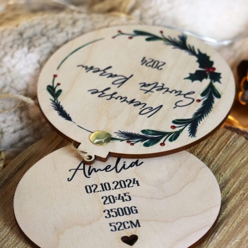 Bombka otwierana z metryczką Pierwsze Święta Razem