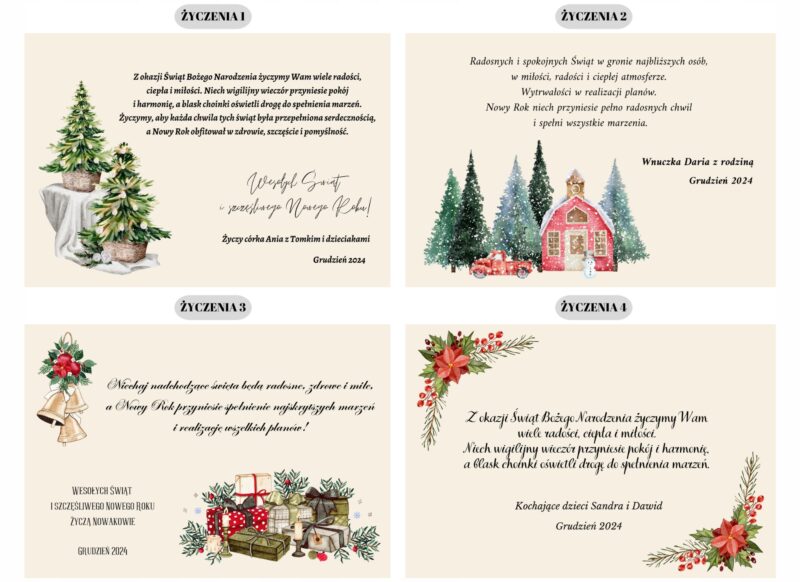 Białe pudełko świąteczne z życzeniami
