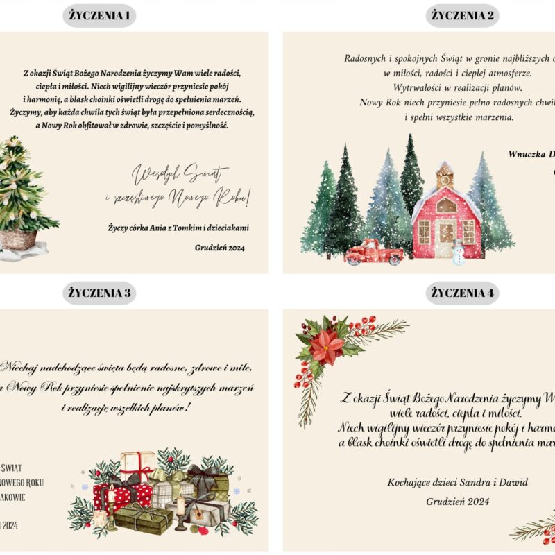Białe pudełko świąteczne z życzeniami