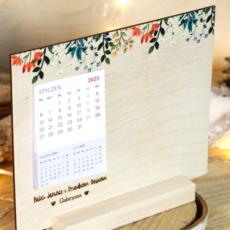 Tabliczka na podstawce z mini kalendarzem 2026 i zdjęciem