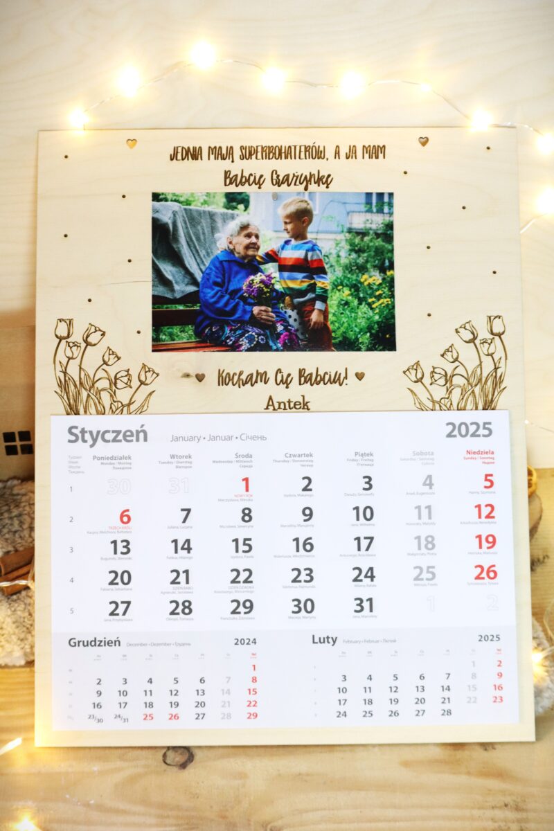 Kalendarz ścienny 2026 dla Dziadków ze zdjęciem Tulipany