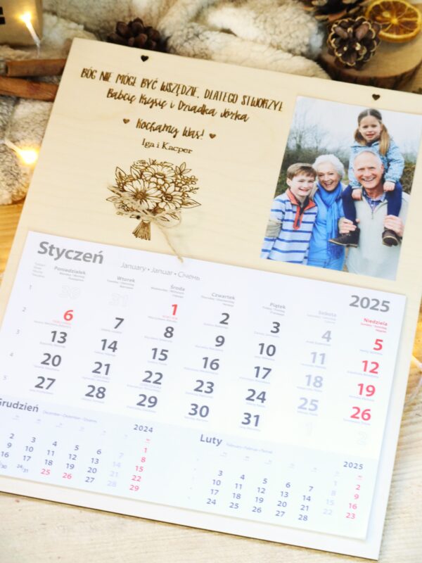 Kalendarz ścienny 2026 dla Dziadków ze zdjęciem Bukiet kwiatów