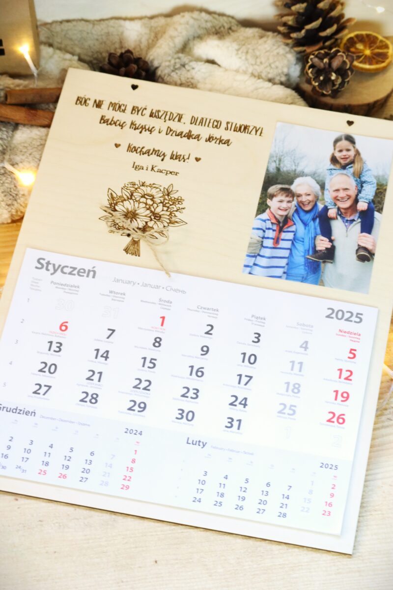 Kalendarz ścienny 2026 dla Dziadków ze zdjęciem Bukiet kwiatów