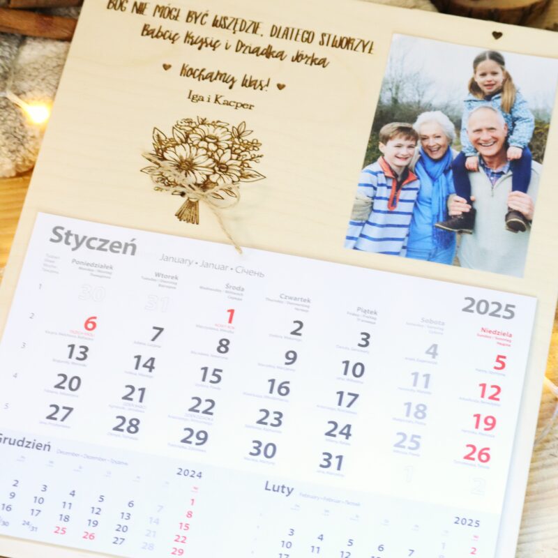 Kalendarz ścienny 2026 dla Dziadków ze zdjęciem Bukiet kwiatów