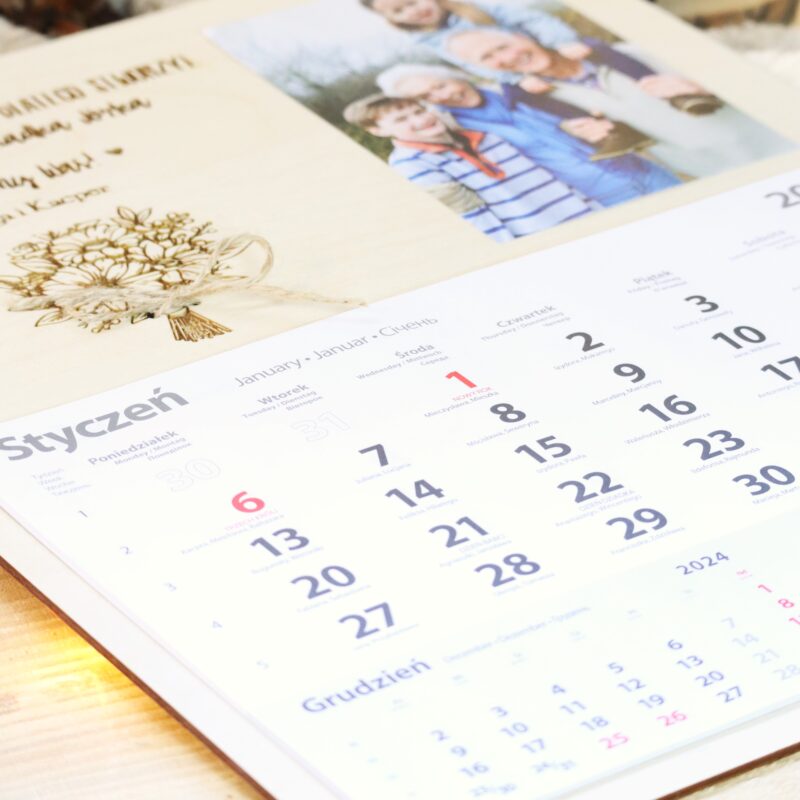 Kalendarz ścienny 2026 dla Dziadków ze zdjęciem Bukiet kwiatów