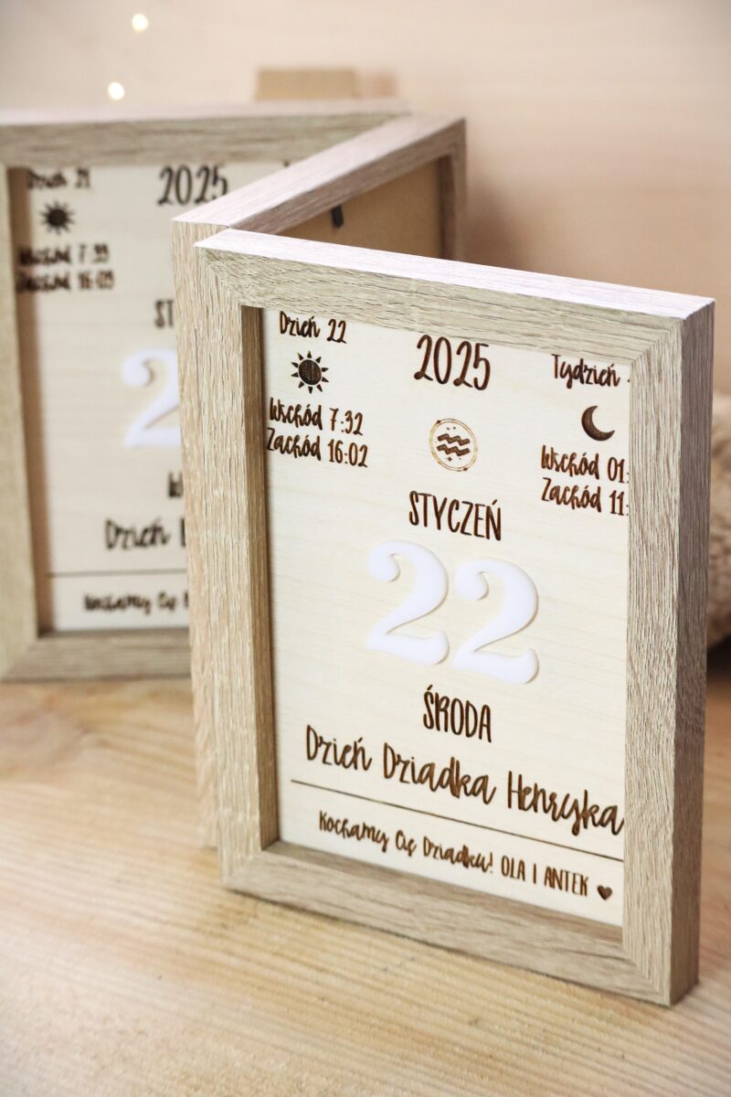Potrójna ramka z kartką kalendarza 2026 dla Dziadków