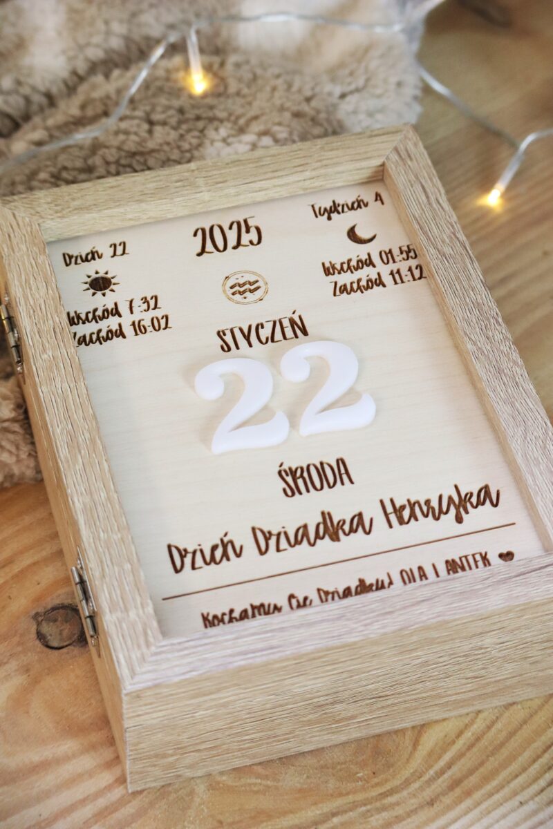 Potrójna ramka z kartką kalendarza 2026 dla Dziadków