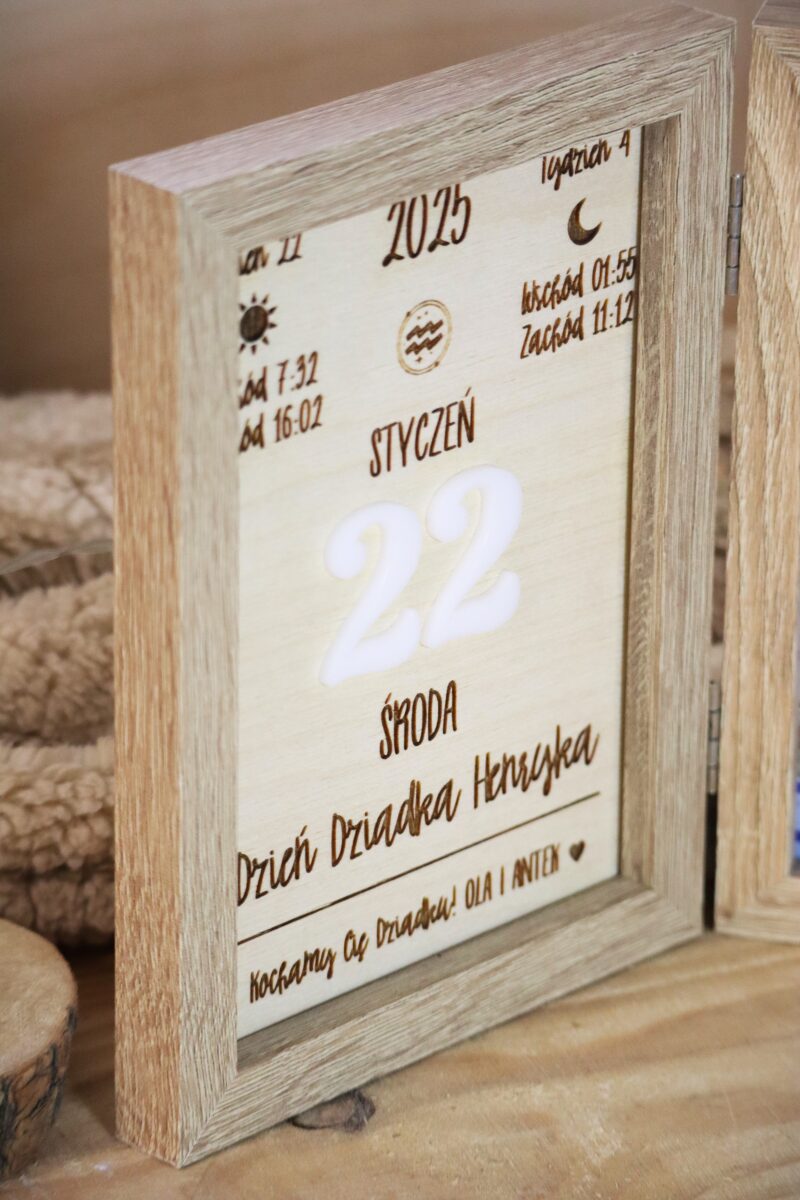 Potrójna ramka z kartką kalendarza 2026 dla Dziadków