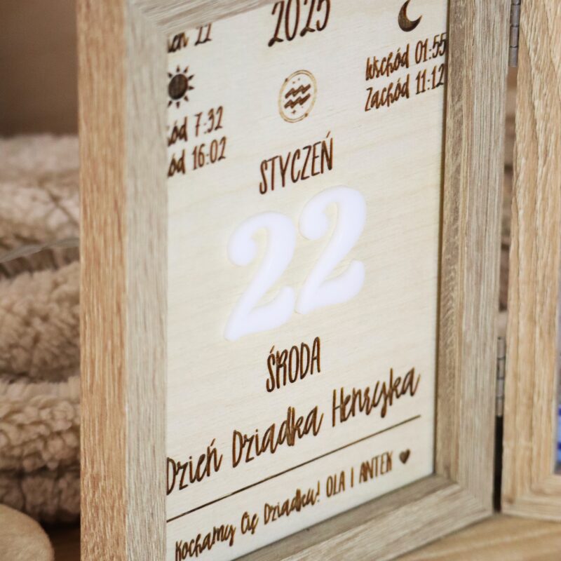 Potrójna ramka z kartką kalendarza 2026 dla Dziadków