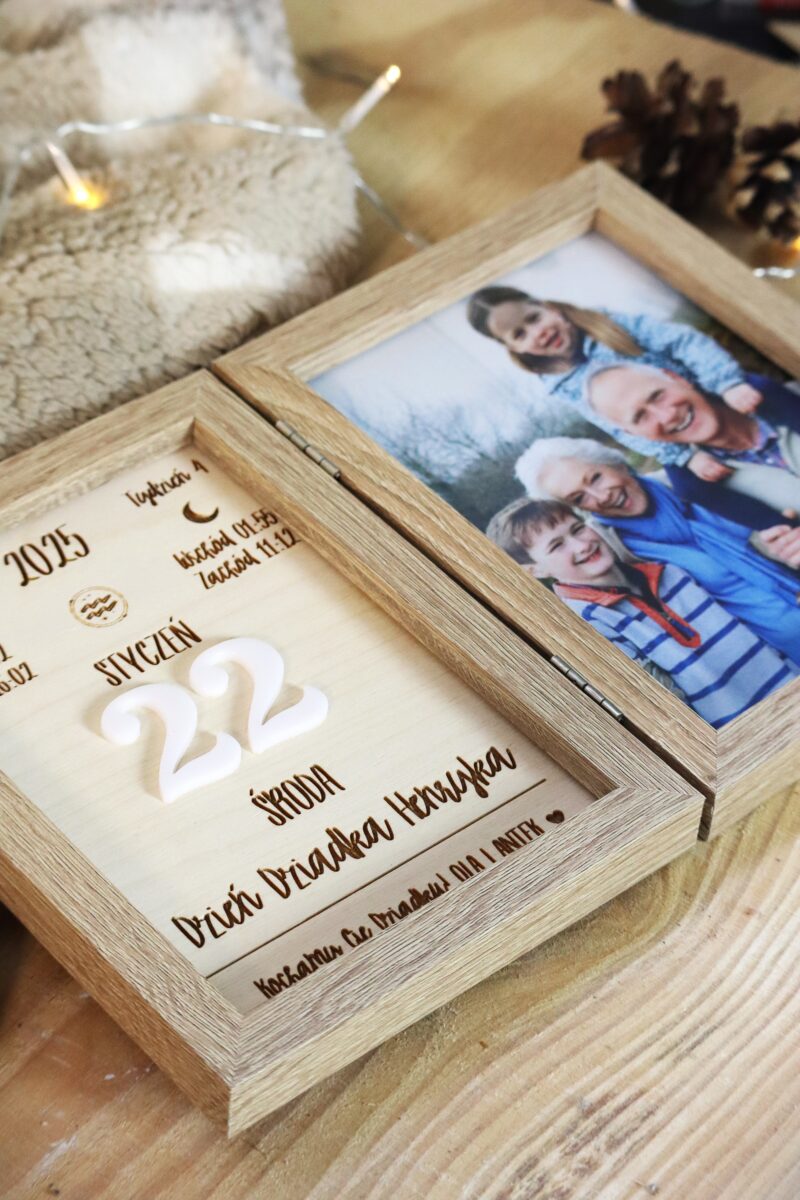 Podwójna ramka z kartką kalendarza 2026 dla Dziadków