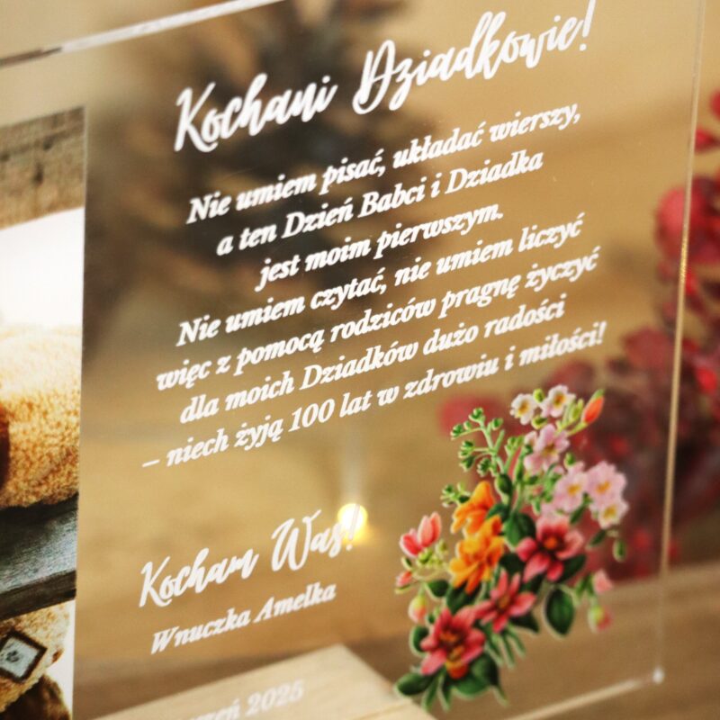 Ramka UV dla Dziadków ze zdjęciem i życzeniami