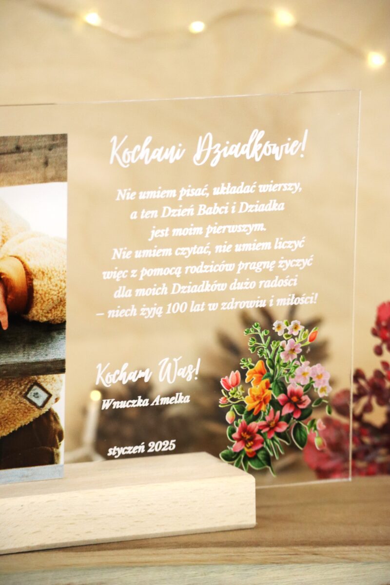 Ramka UV dla Dziadków ze zdjęciem i życzeniami