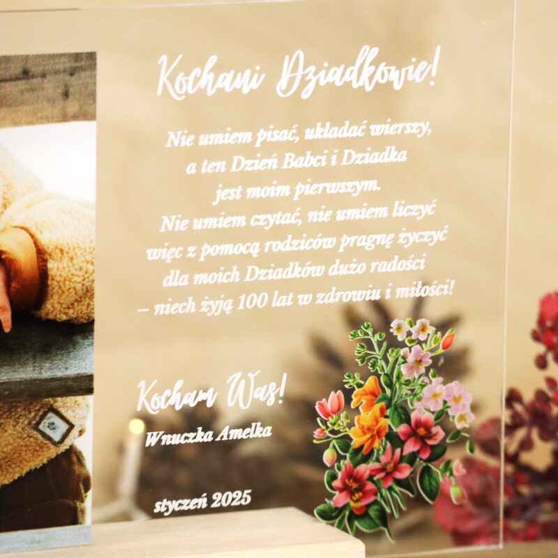 Ramka UV dla Dziadków ze zdjęciem i życzeniami