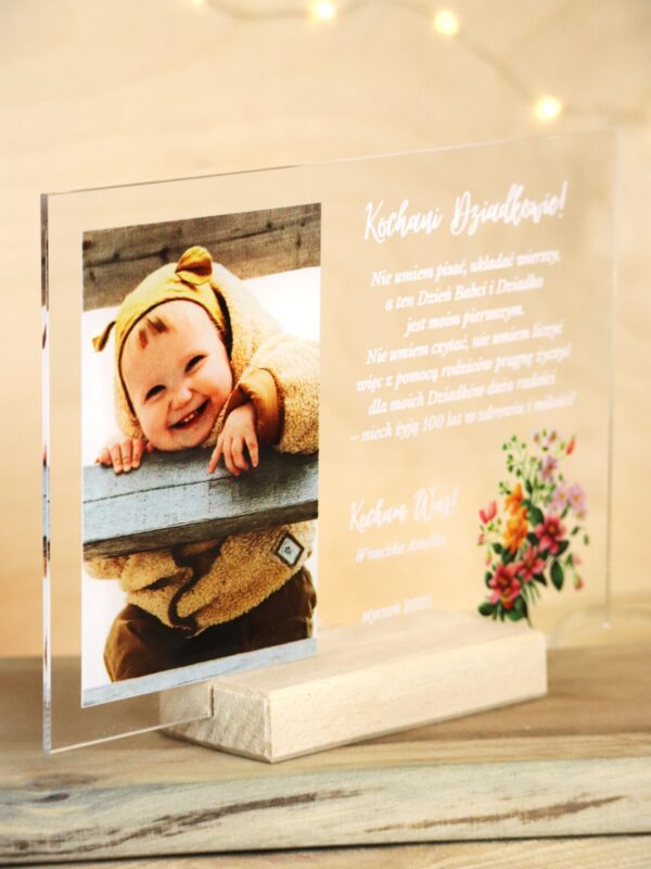 Ramka UV dla Dziadków ze zdjęciem i życzeniami