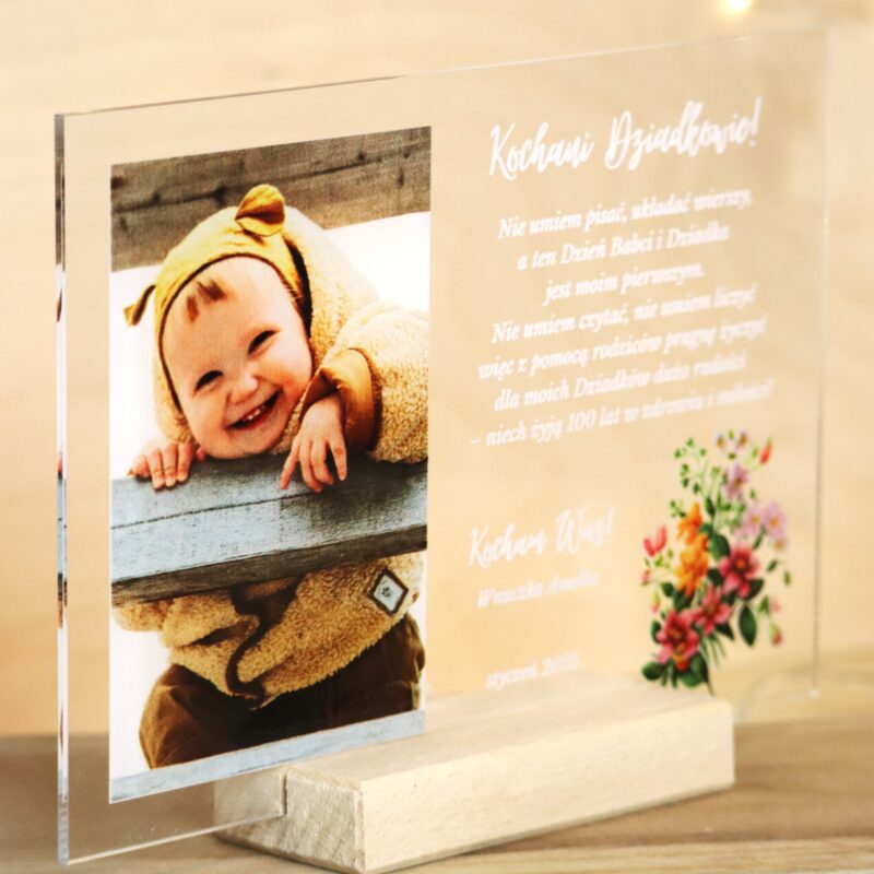 Ramka UV dla Dziadków ze zdjęciem i życzeniami