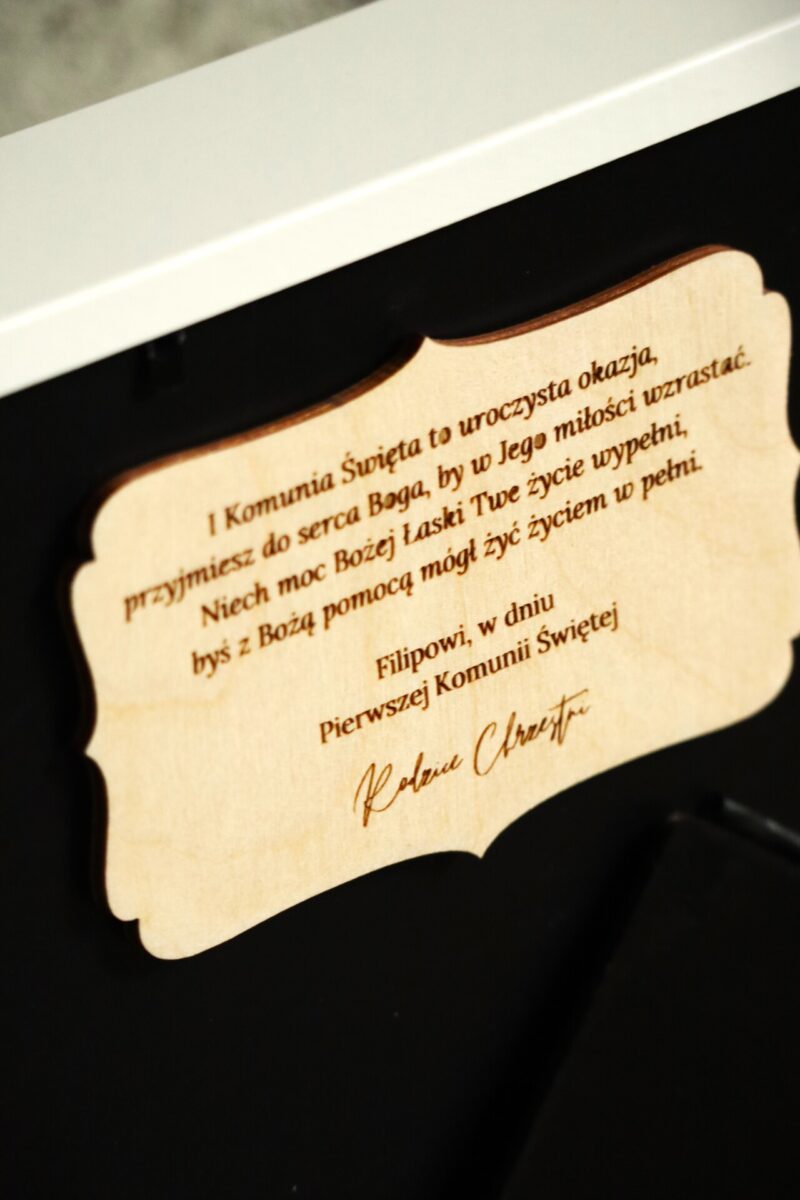 Pamiątka I Komunii Świętej Ramka 3D Krzyż z gołąbkiem