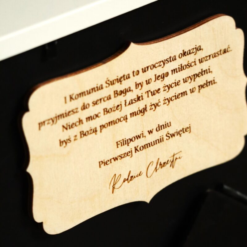 Pamiątka I Komunii Świętej Ramka 3D Krzyż z gołąbkiem