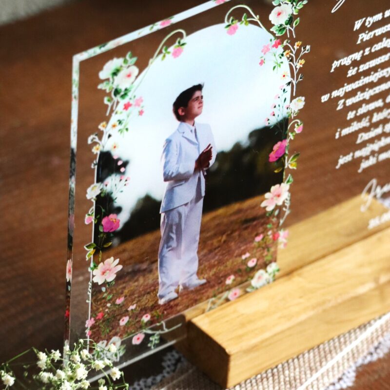 Podziękowania komunijne ze zdjęciem Polne kwiaty