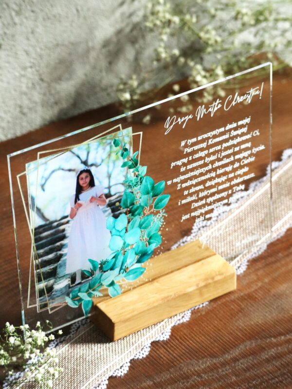Podziękowania komunijne ze zdjęciem Zielona gałązka