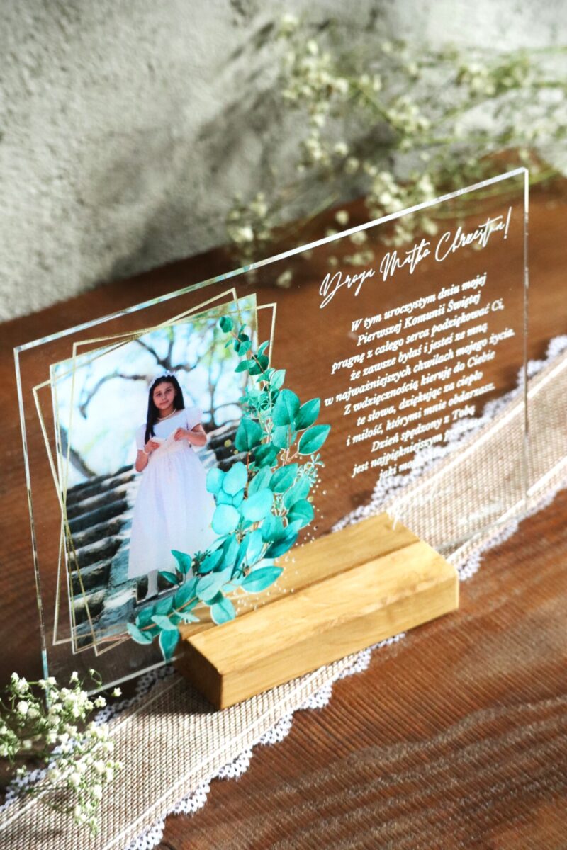 Podziękowania komunijne ze zdjęciem Zielona gałązka