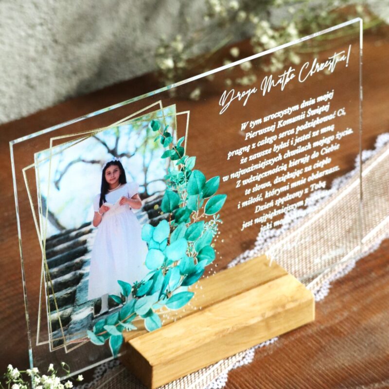 Podziękowania komunijne ze zdjęciem Zielona gałązka