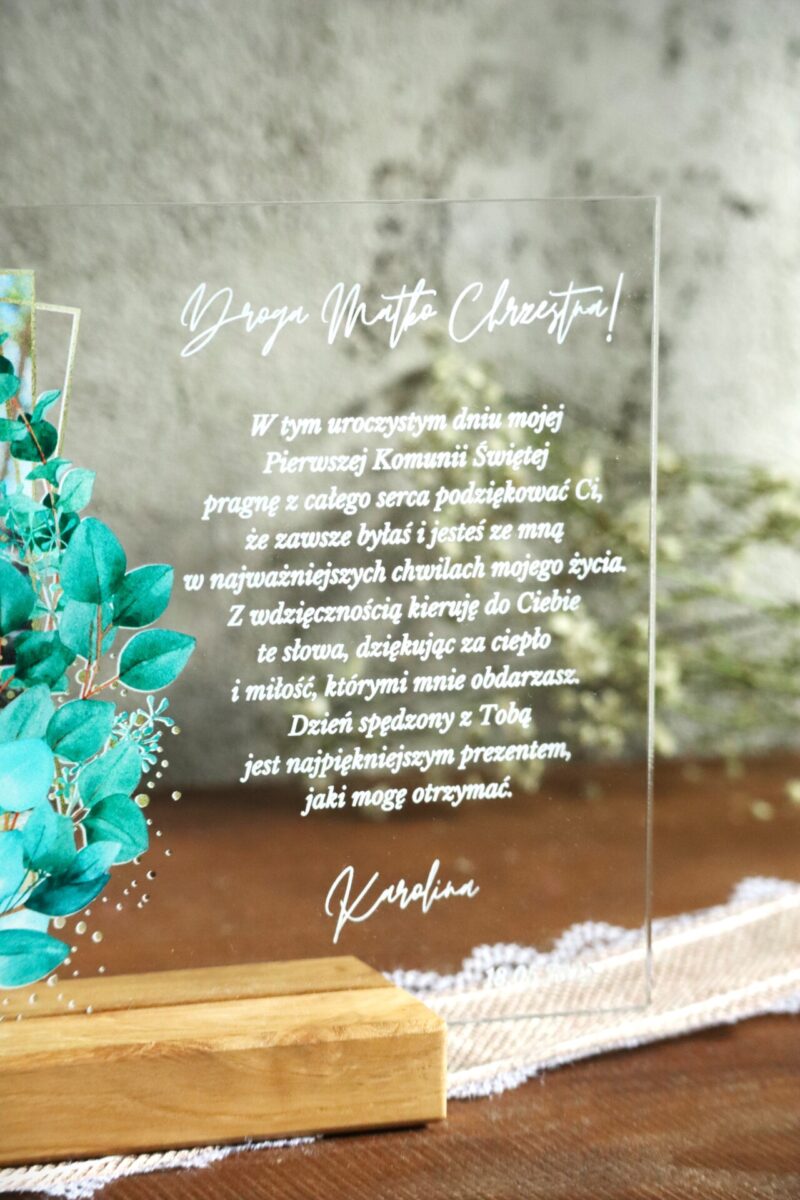 Podziękowania komunijne ze zdjęciem Zielona gałązka