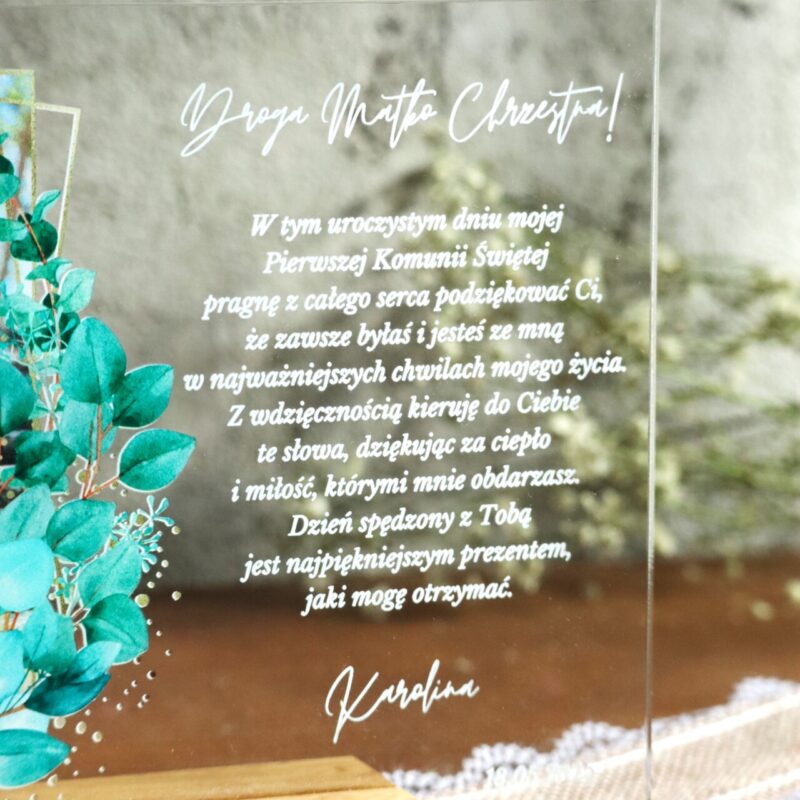 Podziękowania komunijne ze zdjęciem Zielona gałązka